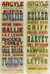 Posters for the Argyle Theatre of Varieties, Birkenhead, 1898